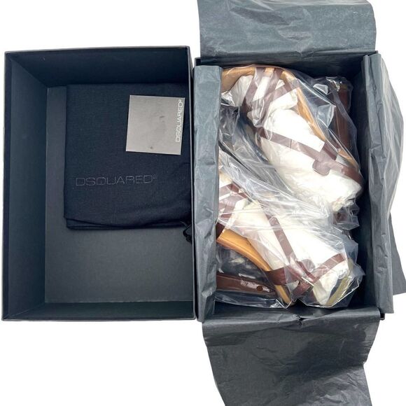 New DSQUARED2 Women US 8 Brown Shoes Leather Heels Ankle Strap Pump Sandals - Picture 15 of 17